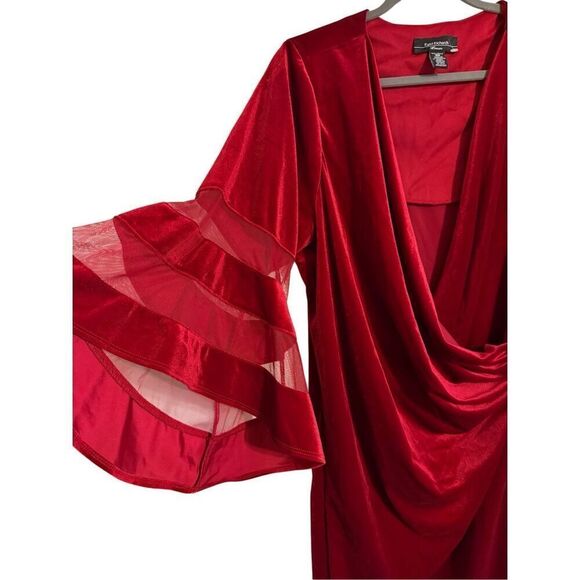 Brand New R&M Richard’s Faux Velvet Mother of the Bride Cocktail Red Dress 18W - Picture 16 of 16